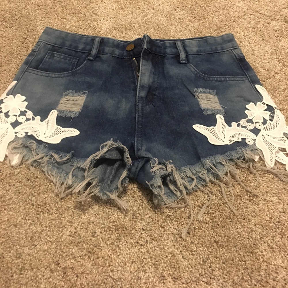 Lace cut off shorts